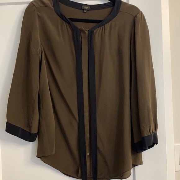 Babaton Tops - Aritzia Babaton olive green blouse with bow tie